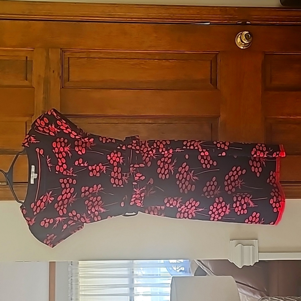 Boden Petite Navy Blue & Hot Pink Berry Floral Notch Neck Sheath Dress 2P